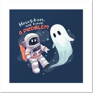 Spooky Encounter: Astronaut vs. Sheet Ghost Halloween in Space Posters and Art